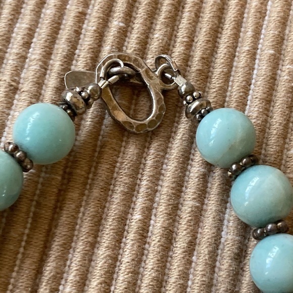 NWT Amazonite & Sterling Silver Necklace with Channel Set Coin Brass Pen… - Picture 8 of 10
